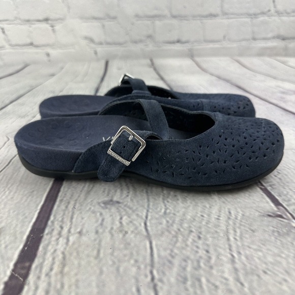 Vionic Womens Lidia Suede Mary Jane Sandal Blue Suede Mule Slides Sz 7 - Picture 6 of 8